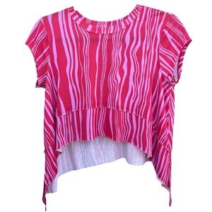 Free People Hot pink/light pink‎ zebra FP movement flowy Colorful Stripe top!